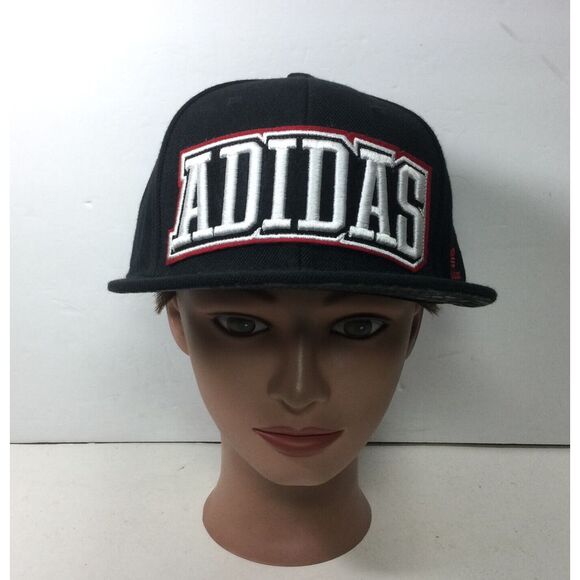 Vintage‎ Adidas Hat SpellOut Patch Black Hiphop StreetWear SnapBack Trucker Cap - Picture 2 of 9